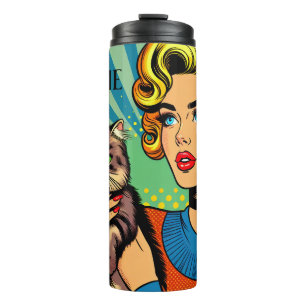 Bouteilles Isothermes Cartoon Comic Pop Art Femmes et chat Personnalisé