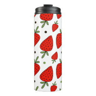 Bouteilles Isothermes Cartoon Red Strawberries Motif sans couture