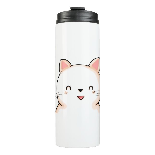 Bouteilles Isothermes Cat Little Cat Kawaii Closed Eyes Animal Drawing. (Devant)