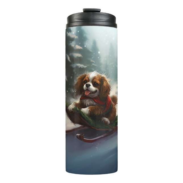 Bouteilles Isothermes Cavalier King Charles Spaniel neige de Noël (Devant)