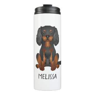 Bouteilles Isothermes Cavalier King Charles Spaniel noir et feu & Nom