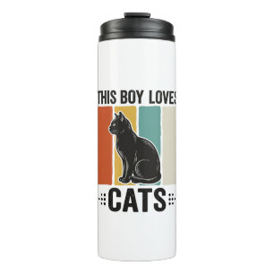Bouteilles Isothermes Ce garçon aime les chats Design Rétro pour amateur