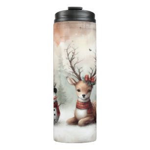 Bouteilles Isothermes Cerf de Noël/bonhomme de neige en bois classique