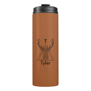 Bouteilles Isothermes Cerfs Bois Brûlé Orange Monogramme Personnalisé