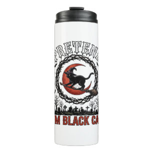 Bouteilles Isothermes Chapeau de Sorcière Halloween Chat Noir Lune Rouge