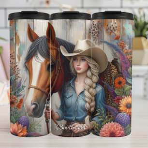 Bouteilles Isothermes Charme Floral Rustique de Cowgirl à Cheval