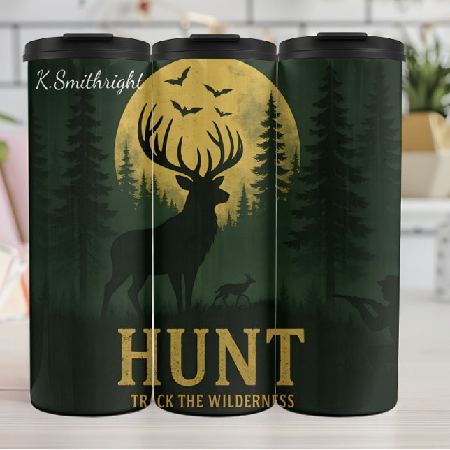 Bouteilles Isothermes Chasse aux cerfs Sauvage Lune Silhouette (Créateur téléchargé)