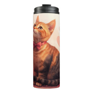 Bouteilles Isothermes Chat Abyssin avec des Roses - Saint-Valentin
