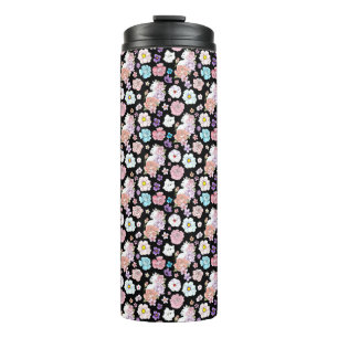 Bouteilles Isothermes Chat Blanc Pastel Floral Botanique Romantique Noir