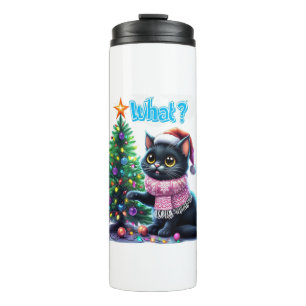 Bouteilles Isothermes Chat de Noël amusant Avec Sticker Arbre
