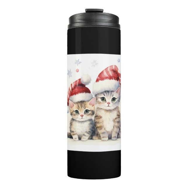 Bouteilles Isothermes Chat de Noël mignon (Devant)