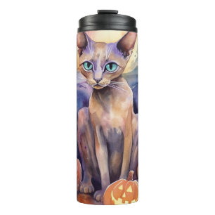 Bouteilles Isothermes Chat d'Halloween Abyssinian avec la peur Citrouill