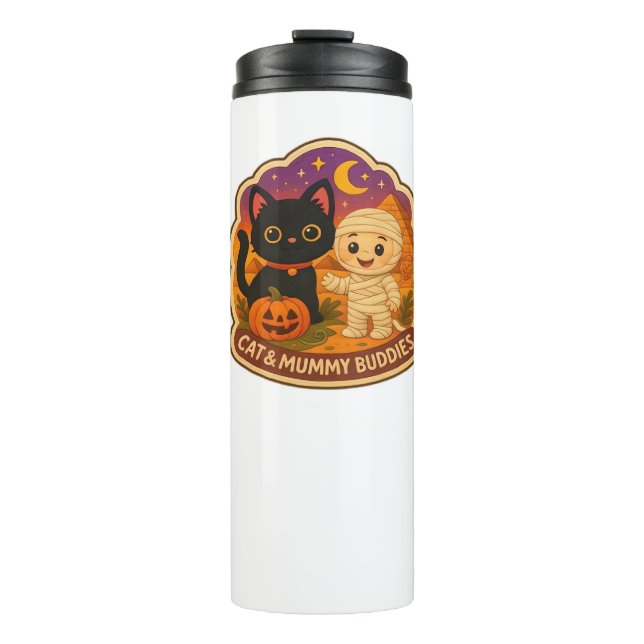 Bouteilles Isothermes Chat d'Halloween mignonne et broderie maman Stic P (Devant)