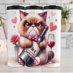 Bouteilles Isothermes Chat Grumpy avec Vin et Rose
