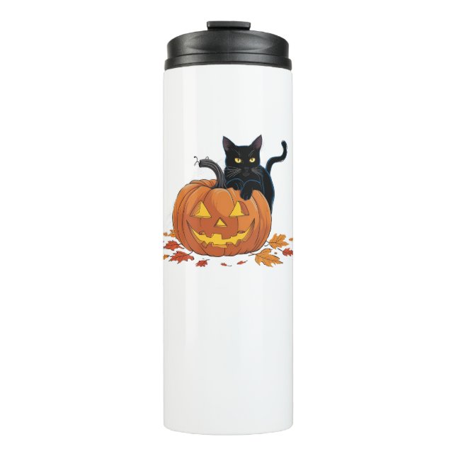 Bouteilles Isothermes Chat Halloween Citrouille Pour Femmes Hommes Enfan (Devant)