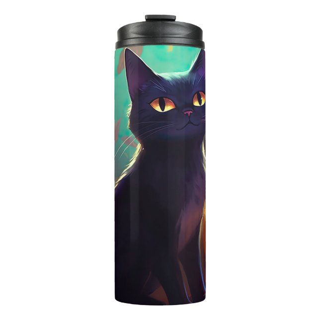 Bouteilles Isothermes Chat Halloween Tuxedo Avec Peur Citrouille (Devant)