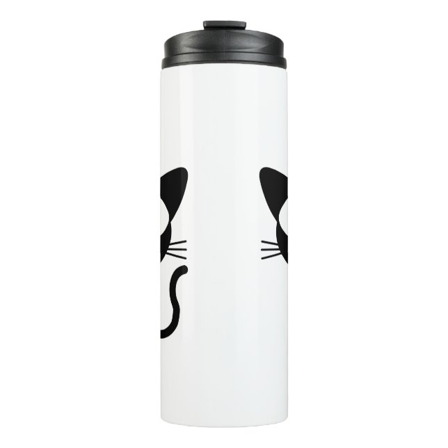 Bouteilles Isothermes Chat noir avec queue dans l'air Gros yeux (Devant)