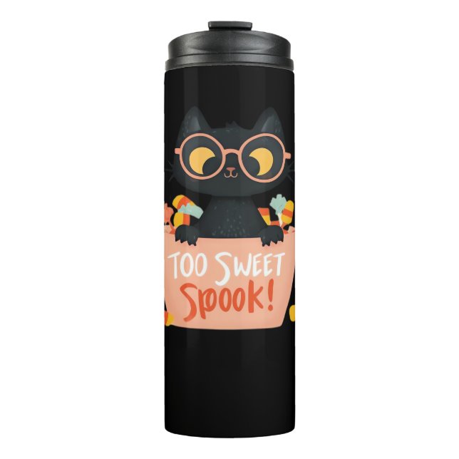 Bouteilles Isothermes Chat Noir Cute Halloween Bonbon Trop Doux Porte -  (Devant)