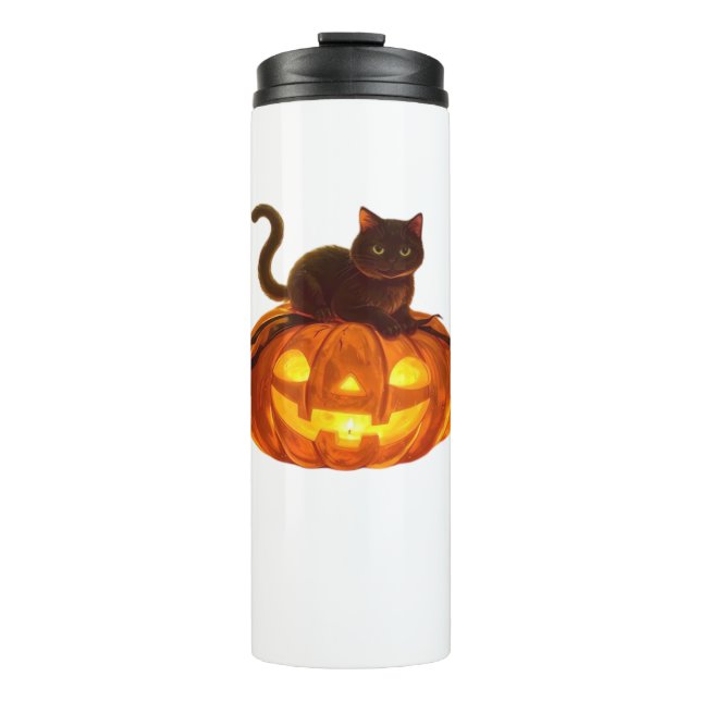 Bouteilles Isothermes Chat noir et Citrouille - Halloween magique Éffray (Devant)
