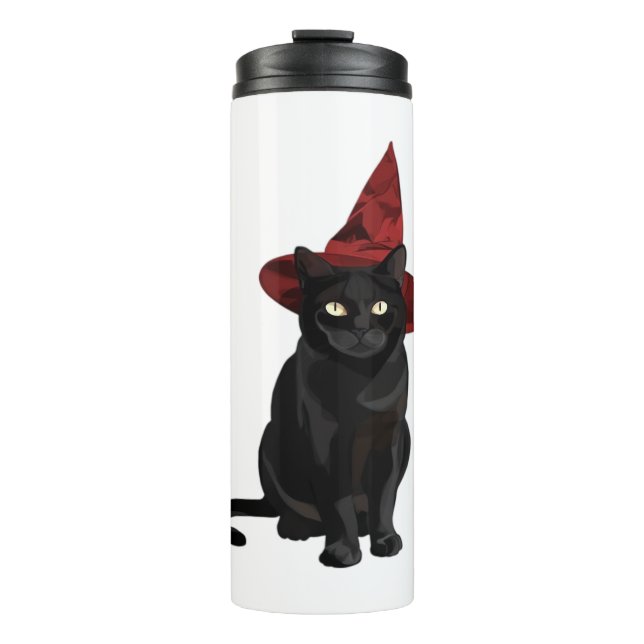 Bouteilles Isothermes Chat noir mystique avec chemise classique Casquett (Devant)