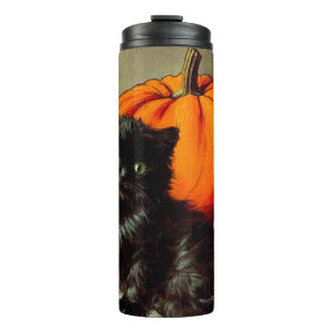 Bouteilles Isothermes Chat noir vintage d'Halloween et Citrouilles