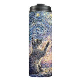 Bouteilles Isothermes Chat Nuit Étoilée – Art de style Van Gogh 