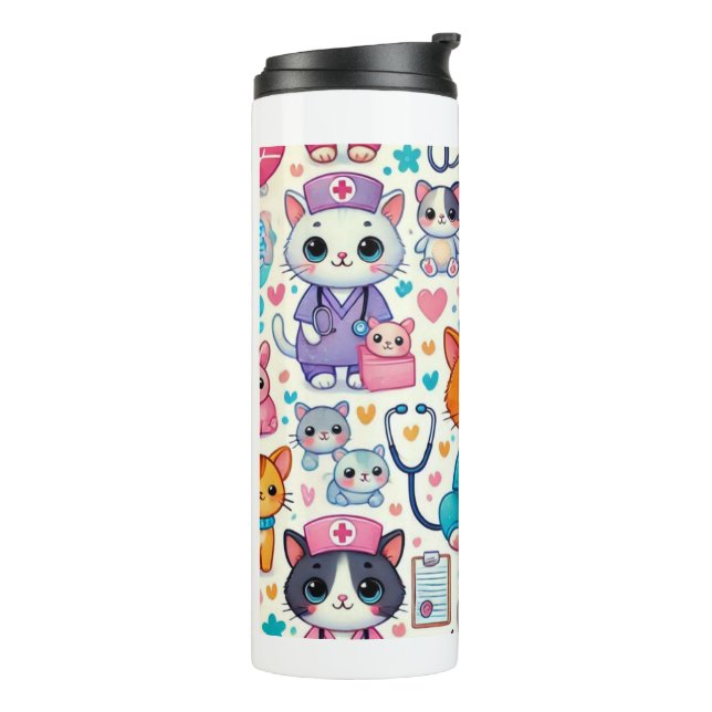 Bouteilles Isothermes chat Nurse Skinny Tumbler, kawaii tasse 20oz pour  (Tourné sur la gauche)