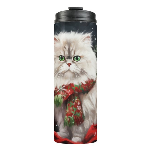 Bouteilles Isothermes Chat perse en Noël de neige (Devant)