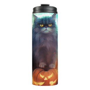 Bouteilles Isothermes Chat Sibérien Halloween Avec Des Citrouilles Effra