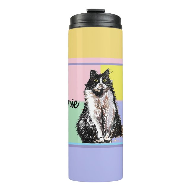 Bouteilles Isothermes Chat Tuxedo Pastel Chats Femme Pastel Couleurs (Devant)