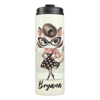 Chaton Féminin Rétro Vintage Avec Lunettes à Cat E