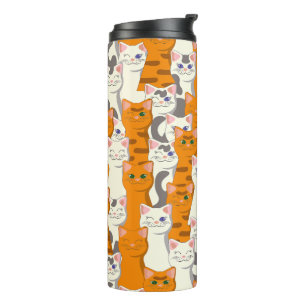 Bouteilles Isothermes Chats blancs et gingembre motif yeux verts yeux bl