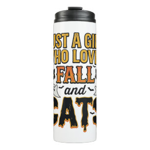 Bouteilles Isothermes Chats d'automne Halloween Fille Graphisme Vintage_