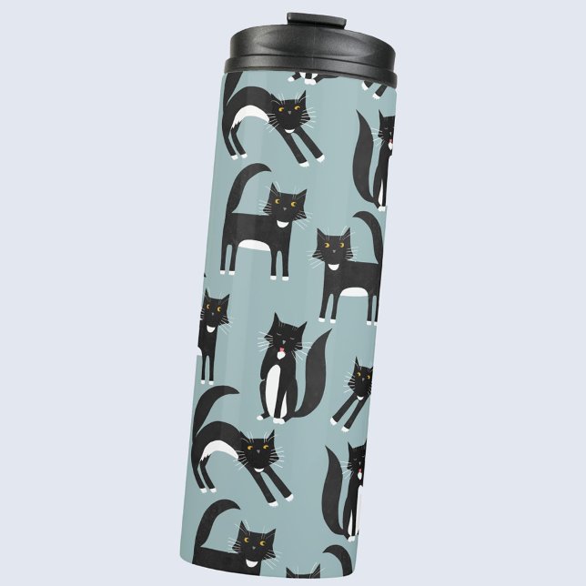 Bouteilles Isothermes Chats Tuxedo noirs et blancs (Black and white tuxedo cat pattern thermal tumbler water bottle)