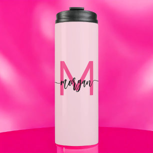 Bouteilles Isothermes Chaud rose moderne Script Girl Monogramme Nom