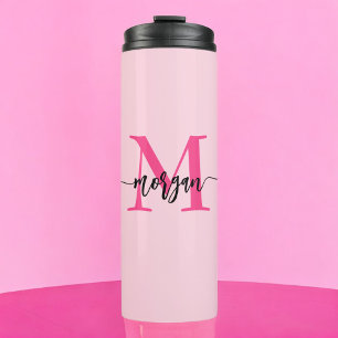Bouteilles Isothermes Chaud rose moderne Script Girl Monogramme Nom