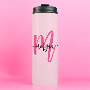 Bouteilles Isothermes Chaud rose moderne Script Girl Monogramme Nom