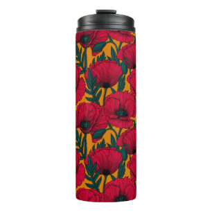 Bouteilles Isothermes Chauffeur thermique du jardin de pavot rouge