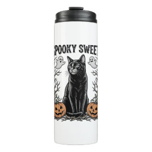 Bouteilles Isothermes Chemise avec gravure vintage de chat noir effrayan