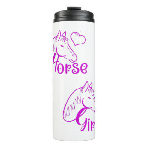 Bouteilles Isothermes Cheval fille en violet avec tête de cheval Police