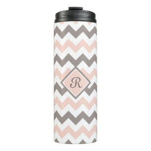 Bouteilles Isothermes Chevron rose et gris personnalisé