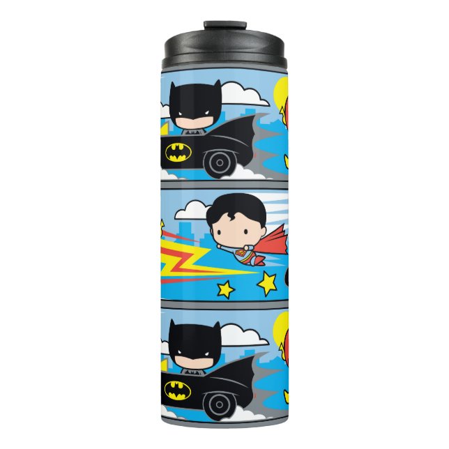 Bouteilles Isothermes Chibi Flash, Superman et Batman Racing Motif (Devant)