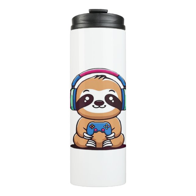 Bouteilles Isothermes Chibi Kawaii Sloth Gamer - animal drôle mignonne a (Devant)