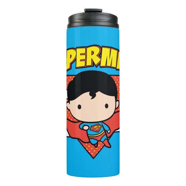 Bouteilles Isothermes Chibi Superman Polka Dot Shield et nom (Devant)