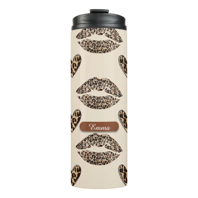 Bouteilles Isothermes Chic Beige & Black Cheetah Print (Devant)