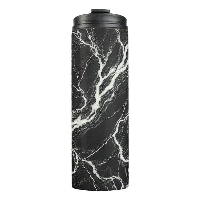 Bouteilles Isothermes Chic Black & Marbre blanc Look Glamor (Devant)
