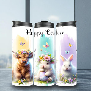 Bouteilles Isothermes Chic Brushstroke Highland Cow Pâques Tumbler