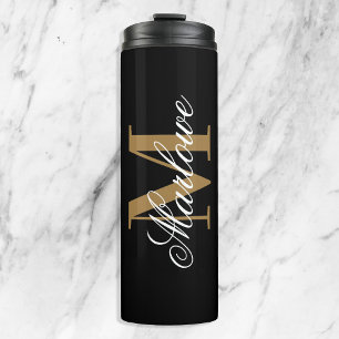 Bouteilles Isothermes Chic Noir Monogramme Or