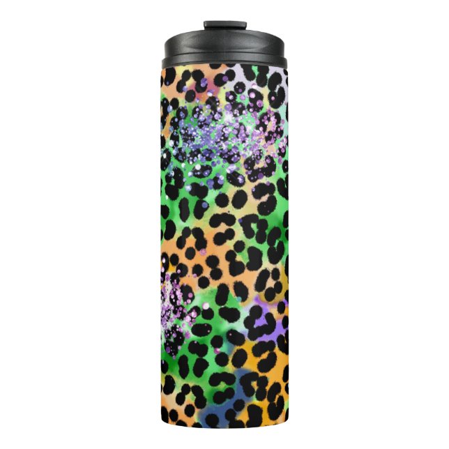Bouteilles Isothermes *~* Chic QR Parties scintillant Animal Leopard Spo (Devant)