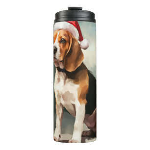 Bouteilles Isothermes Chien Beagle dans la neige de Noël